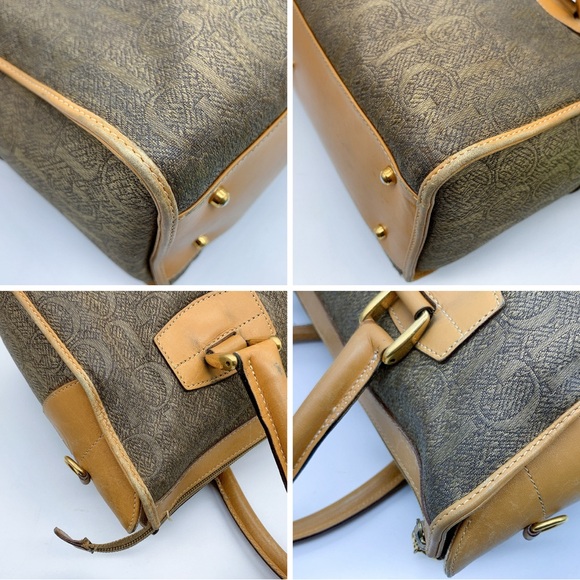 GUCCI Vintage Canvas GUCCI Logo Handbag in Tan - Picture 6 of 16